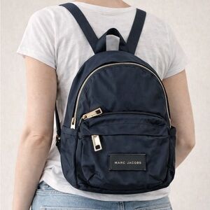 Marc Jacobs Navy Mini Backpack with Gold Hardware